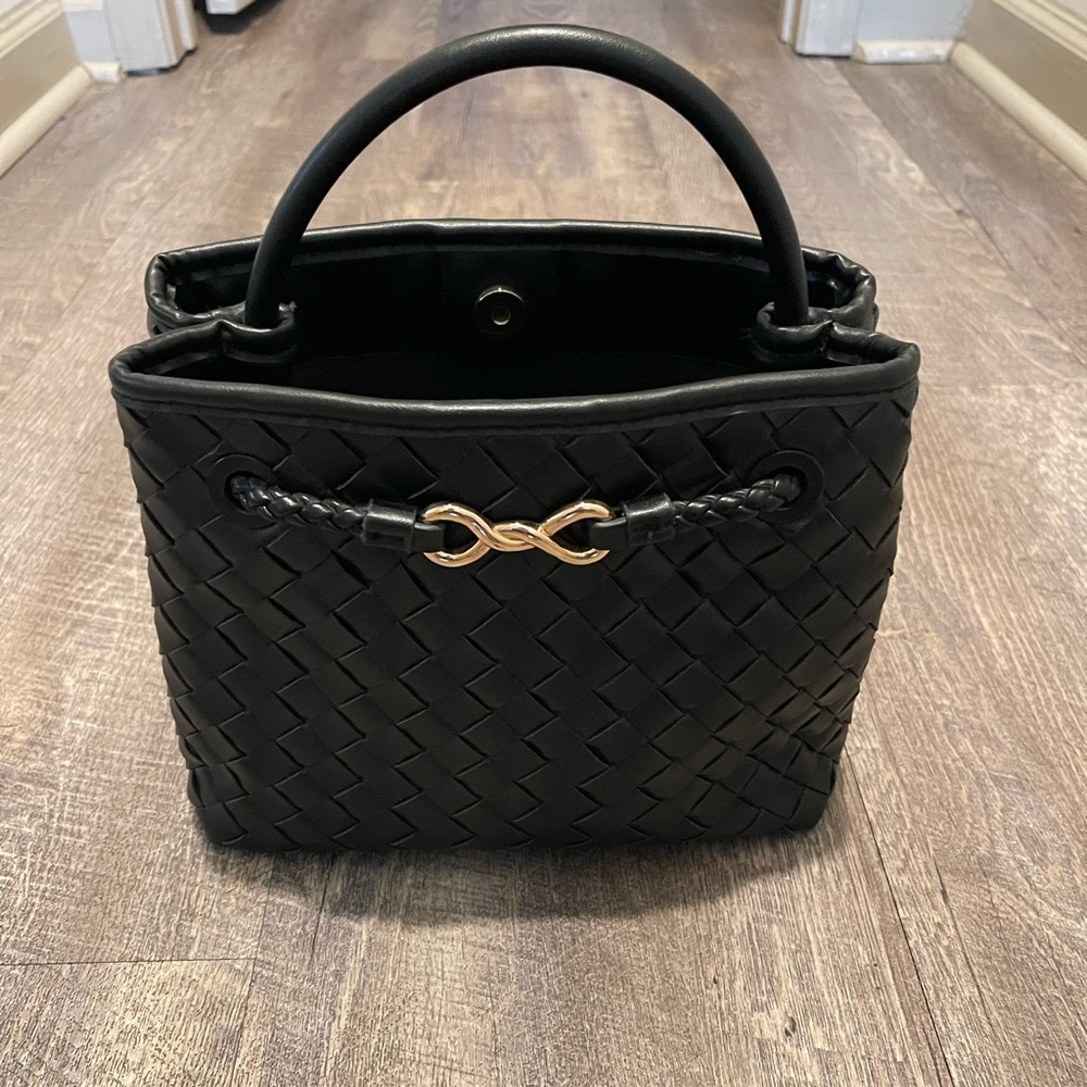 a new day Black Woven Tote with Gold Accent
